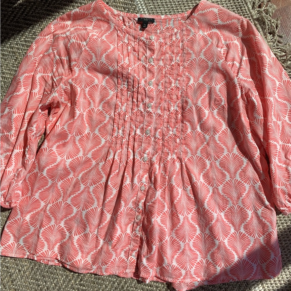 Talbots LP Three Quarter Sleeve Blouse Salmon/coral